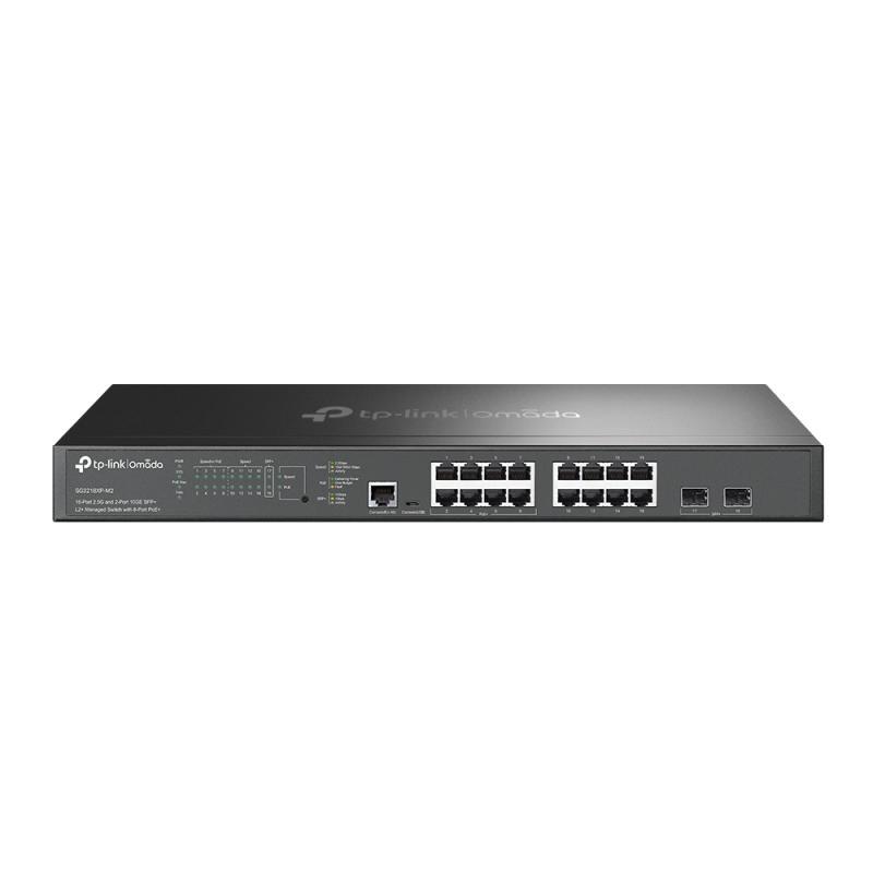Omada 16-Port 2.5GBASE-T and 2-Port 10GE SFP+ L2+ Managed Switch with 8- Port PoE+ PORT: 8× 2.5G PoE+ Ports