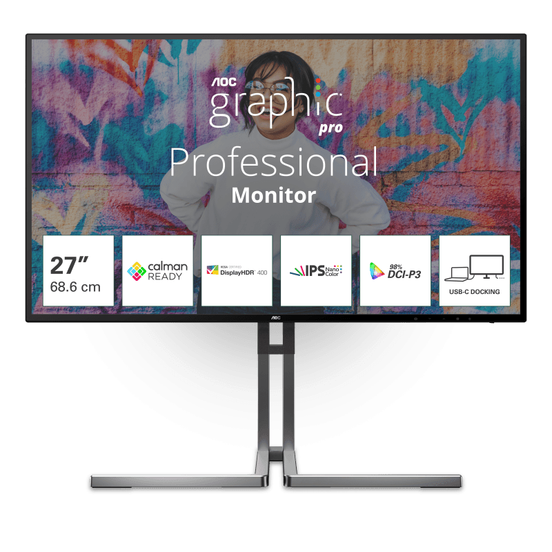 Monitor Consumer AOC 27" U27U3CV, 3840 x 2160 pixeli, Black, 2 ani Garantie