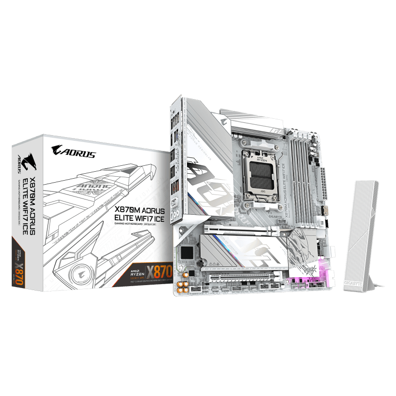 Placa de baza Gigabyte X870M AORUS ELITE WIFI7 ICE, Socket AM5, DDR5, Micro-ATX