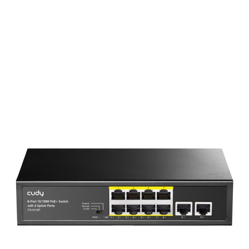 CUDY 8-Port 10/100M PSE RJ-45  +2 RJ45 10/100M Uplink Port Unmanaged PoE+ Switch