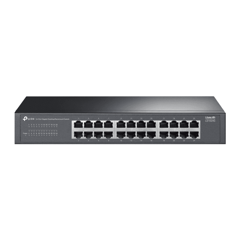 LiteWave 24-Port Gigabit Switch PORT: 24× Gigabit RJ45 Ports SPEC: 1U 13-inch Rack-mountable Steel Case FEATURE: Plug