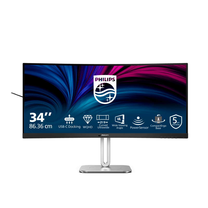 Monitor Consumer Philips 34B2U5600C/00, 34", 3440 x 1440 pixeli, Grey, 2 ani Garantie
