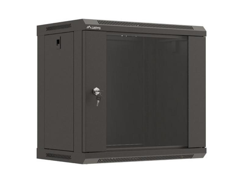 Dulap rack de perete 19", 9U, 540x350 mm, usa din sticla, negru,