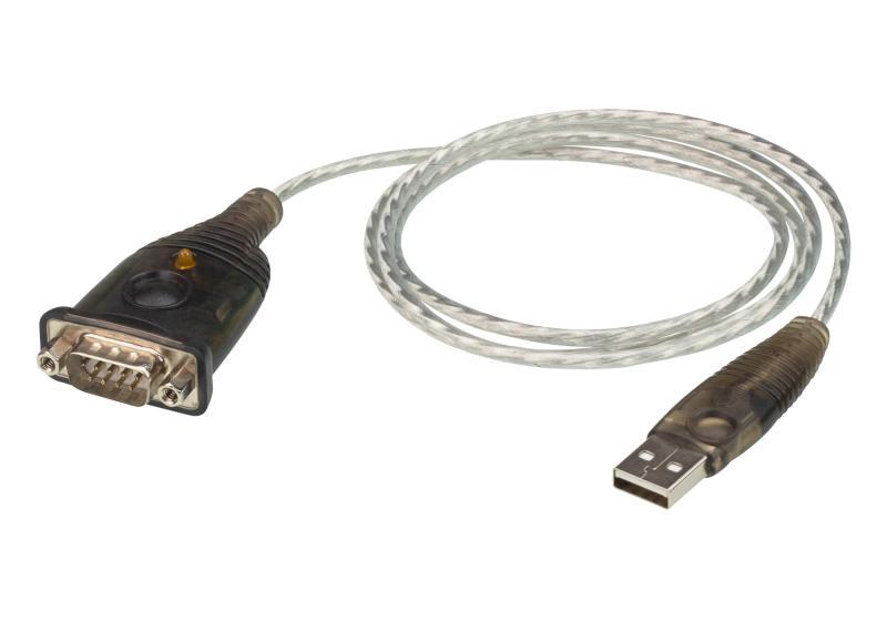 Adaptor Aten USB to RS-232 UC232A; Culoarea produsului: Din oţel inoxidabil, Transparente, Negru, Lungime cablu: 1 m