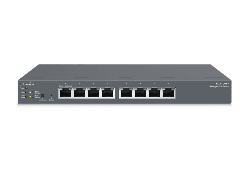 EnGenius Managed / stand-alone Desktop 8-port 55W GbE  Switch (PoE) 8-port GbE PoE.af 55W L2+ DT Cloud Management Switch