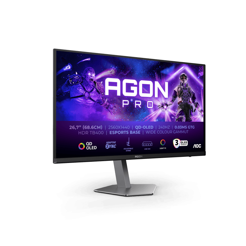 Monitor Consumer AOC AG276QZD2, 26.7", 2560 x 1440 pixeli, Black, Grey, 2 ani Garantie
