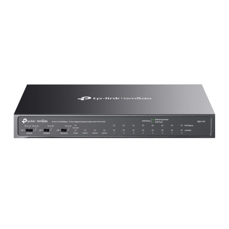 Omada 8-Port 10/100Mbps + 3-Port Gigabit Desktop Switch with 8-Port PoE+ PORT: 8× 10/100 Mbps PoE+ Ports