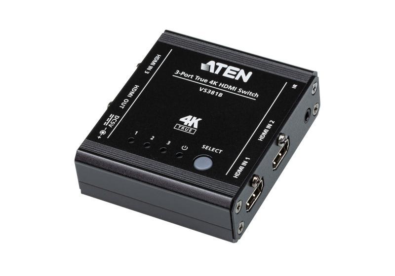 Switch 4K HDMI ATEN VS381B; rezolutie maxima 4096 x 2160 Video Type portul: HDMI. Material: Metal