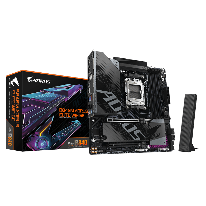 Placa de baza Gigabyte B840M AORUS ELITE WIFI6E, Socket AM5, DDR5, Micro-ATX