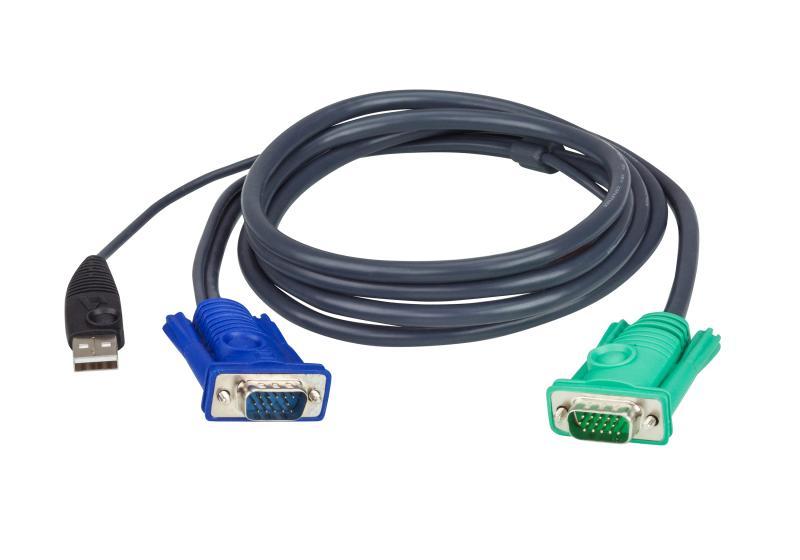 Cablu Aten 2L-5202U Lungime cablu: 1,8 m, Video Type portul: VGA, Culoarea produsului: Negru. Greutate: 167 g