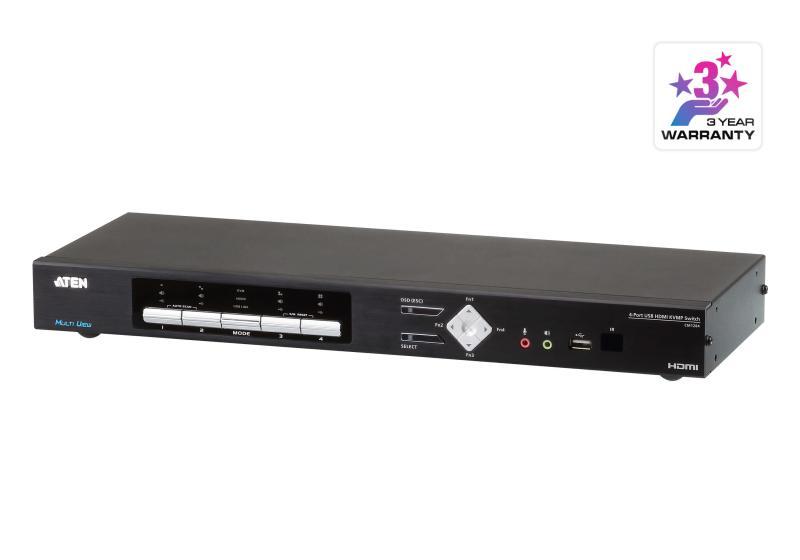 Switch KVM desktop ATEN CM1284. Tastatură de tip port: USB, Mouse tip de port: USB
