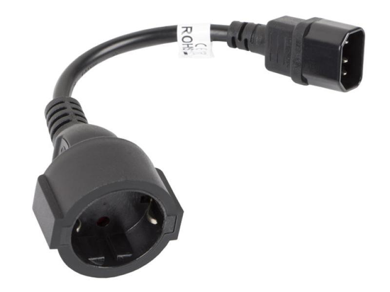 Cablu adaptor IEC 320 C14  Schuko(F) pentru UPS 20 cm negru