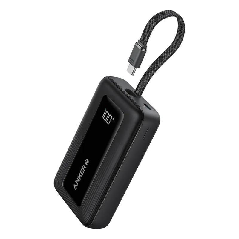 POWER BANK Anker "Zolo" 20.000 mAh, 30W cablu USB-C incorporat, 1 x USB-C, 1 x USB-A, afisaj LED, 350g, negru