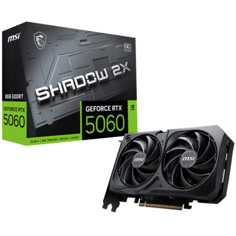 Placa video MSI GeForce RTX 5060 SHADOW 2X OC, 8GB GDDR7, PCI Express 5.0, 128-bit