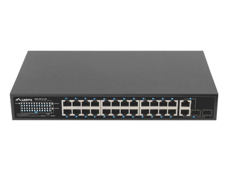 Switch  24x 100 Mb PoE+ / 2x combo, rack 19", Gigabit Ethernet, 250W