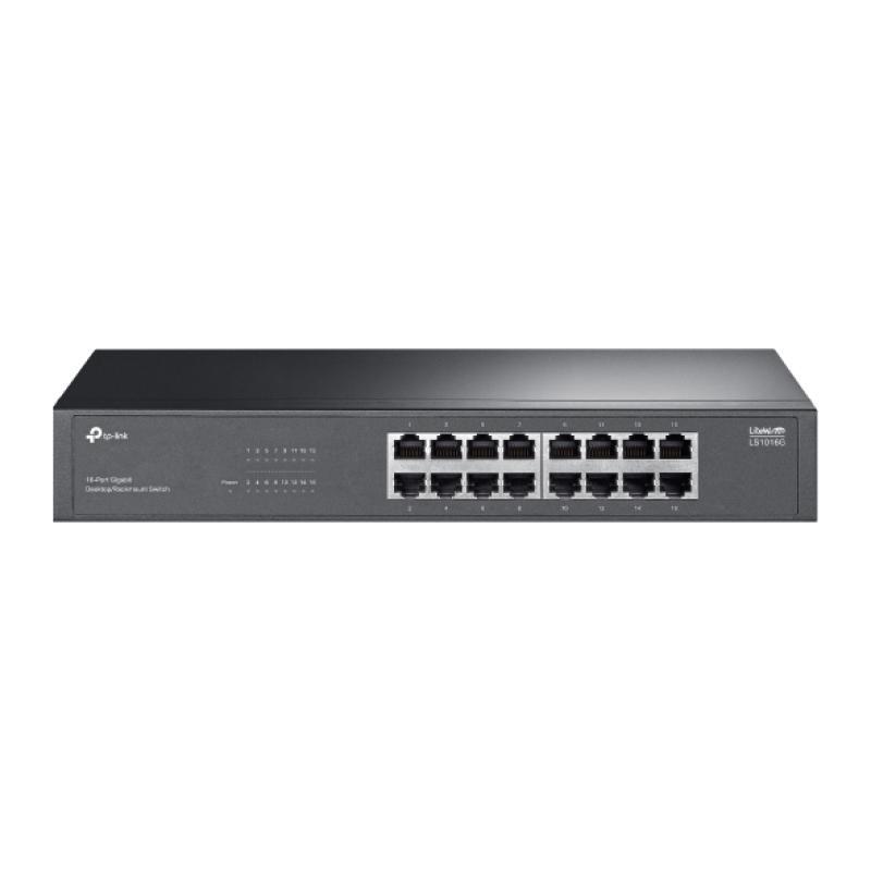 "LiteWave 16-Port Gigabit Switch PORT: 16× Gigabit RJ45 Ports SPEC: 1U 13-inch Rack-mountable Steel Case FEATURE: Plug