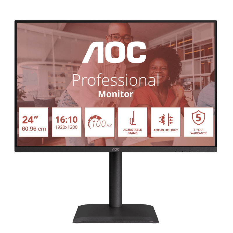 Monitor Consumer AOC X24E4U, 24", 1920 x 1200 pixeli, Black, 5 ani Garantie