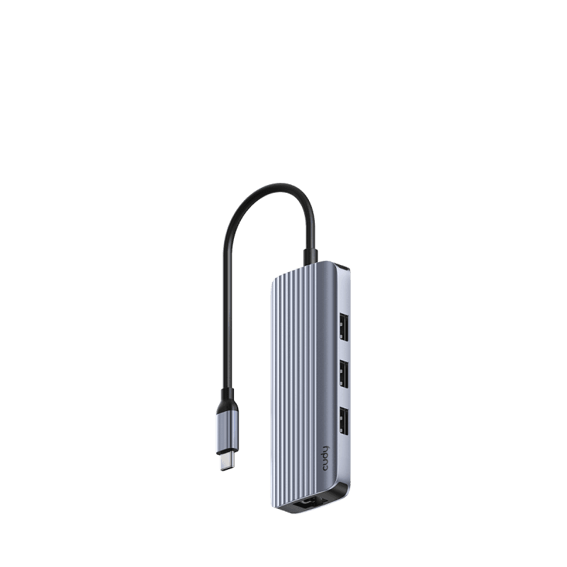 Hub USB CUDY UH606, USB-C, 6 porturi, HDMI, RJ-45, Argintiu