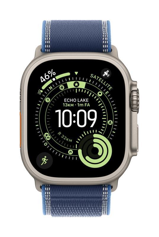 Curea pentru Apple Watch 49mm Blue/Bright Blue Trail Loop - M/L - Natural TitaniumFinish