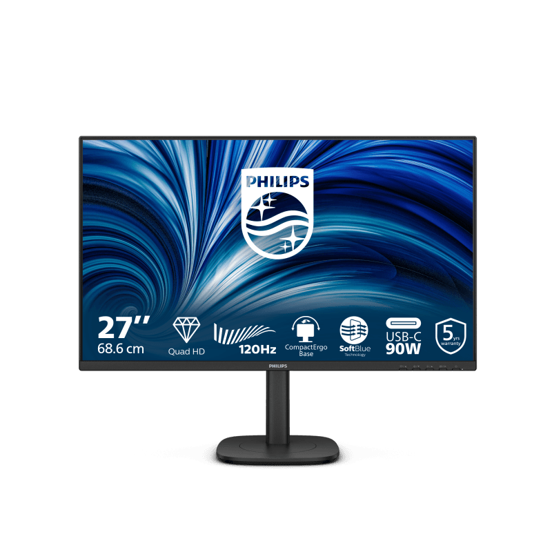 Monitor Consumer Philips 27B2U3601/00, 27", 2560 x 1440 pixeli, Black, 3 ani Garantie