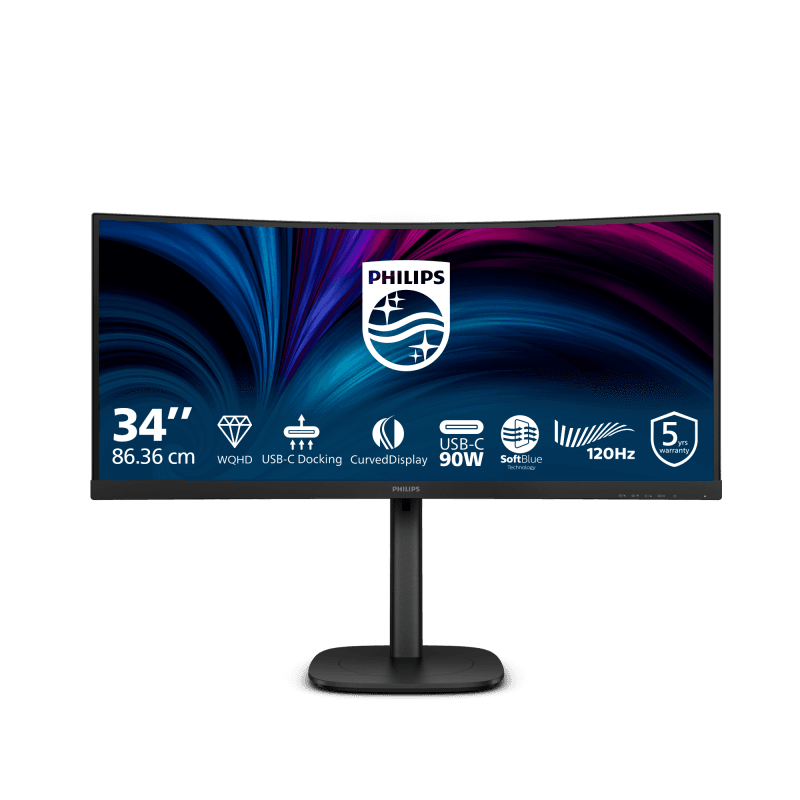 Monitor Consumer Philips 34B2U3600C/00, 34", 3440 x 1440 pixeli, Black, 5 ani Garantie