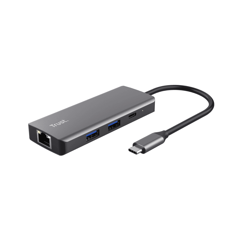 Hub USB Trust Dalyx, USB-C, 6 porturi, HDMI, RJ-45, Argintiu