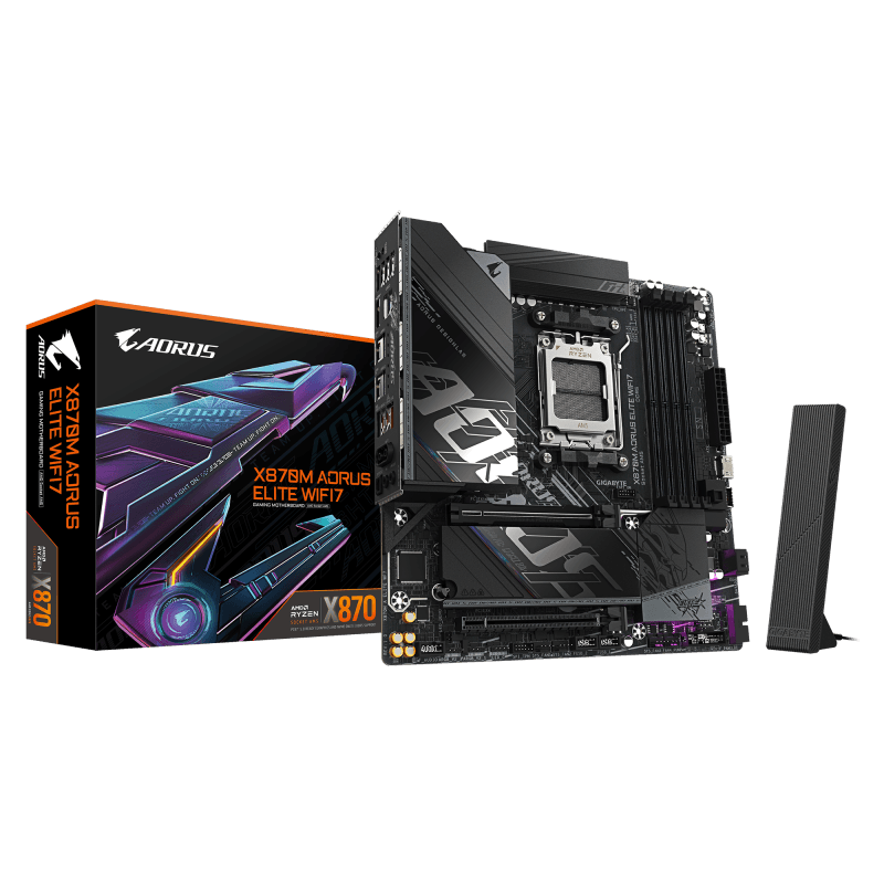 Placa de baza Gigabyte X870M AORUS ELITE WIFI7, Socket AM5, DDR5, Micro-ATX