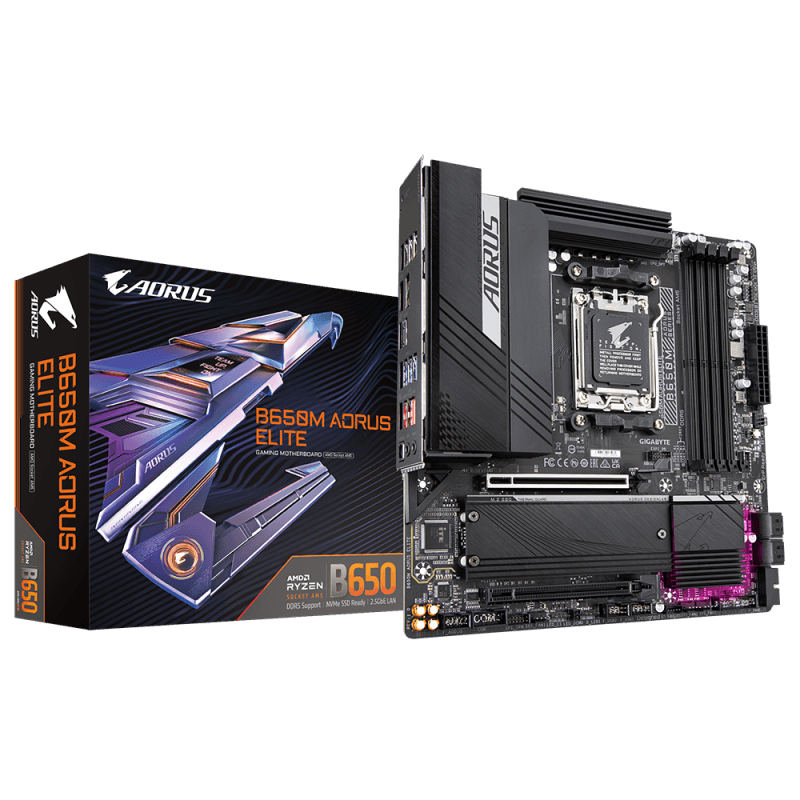 Placa de baza Gigabyte B650M AORUS ELITE, Socket AM5, DDR5, Micro-ATX