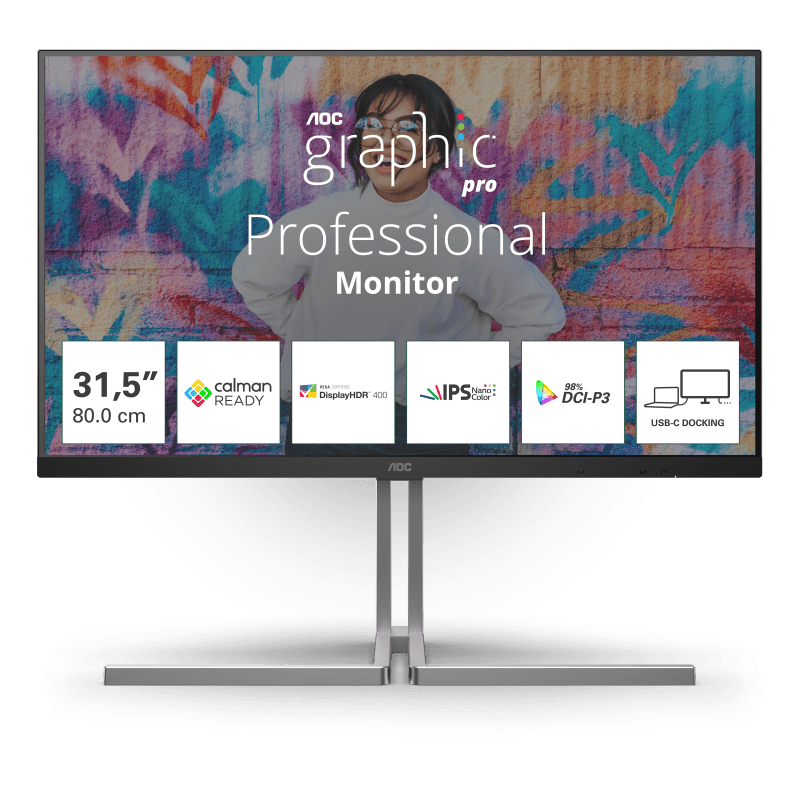 Monitor Consumer AOC U32U3CV, 31.5", 3840 x 2160 pixeli, Black, 3 ani Garantie