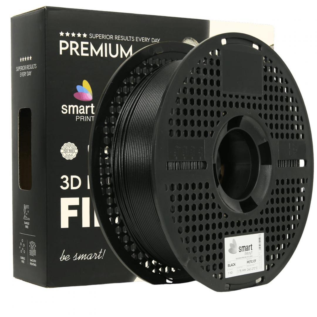SMART PRINT 3D FILAMENT 1KG PETG+CF BLACK, continut de fibra de carbon, reztenta la deformare