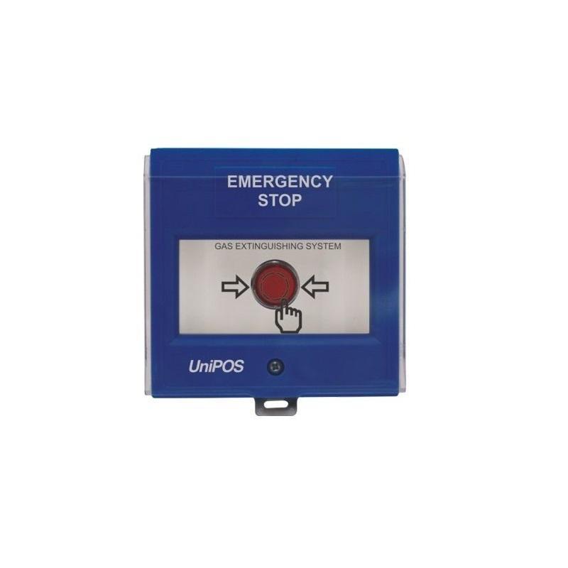 Buton manual oprire de urgenta stingere Unipos FD3050B- cu ajutorul acestuia se mareste timpul de evacuare- se