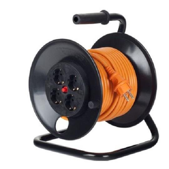 Derulator cu tambur Bachmann, 4prize, 25m, fisa Schuko dreapta, protectii: suprasarcina, contact, termica