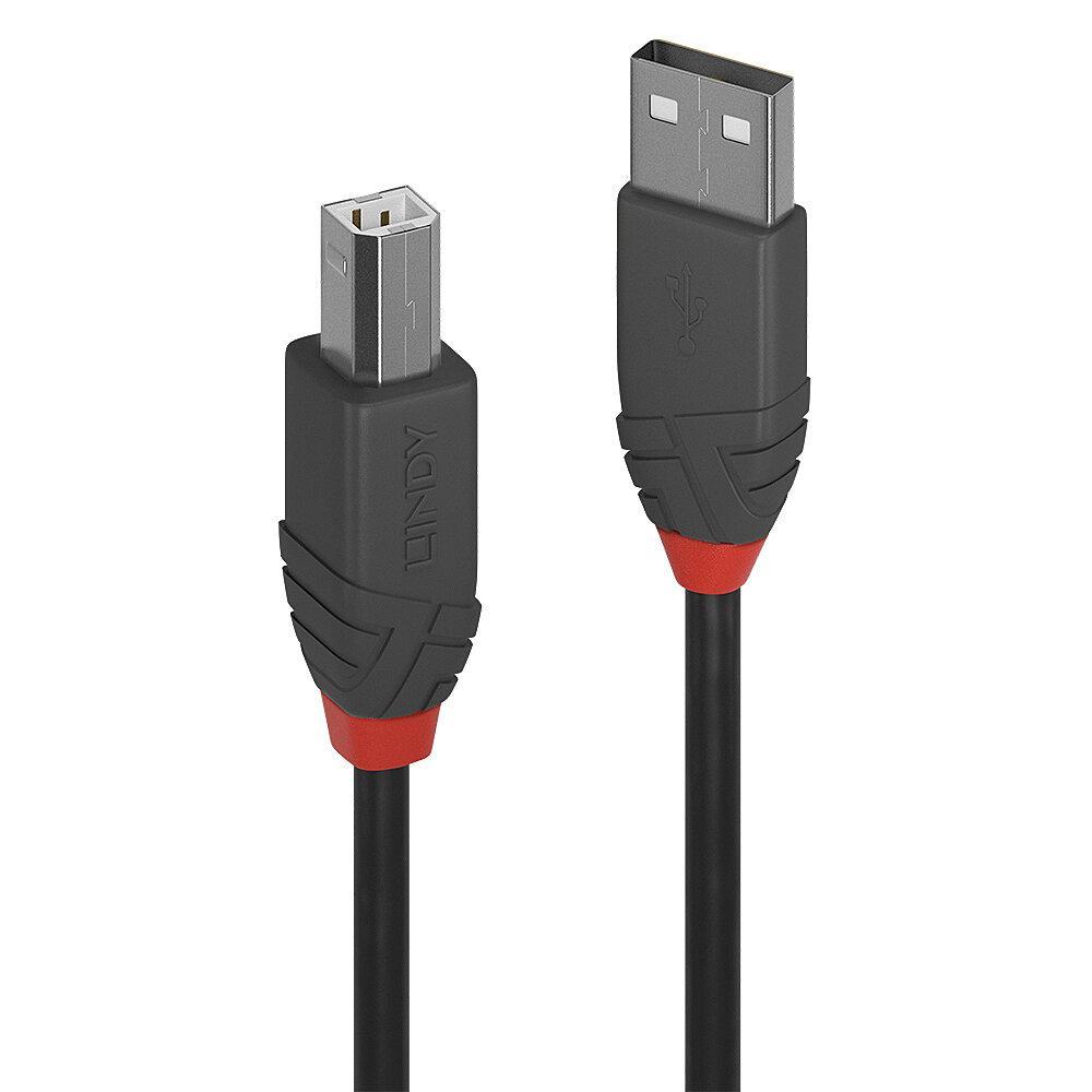 Cablu Lindy USB A la USB B Anthra Line, lungime 1m, latime de banda suportata 480Mbps