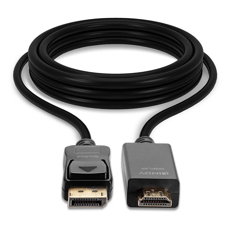 Cablu Lindy 1m DisplayPort la HDMI 4K30Hz, rezolutie maxima  3840x2160@ 30Hz 4:4:4 8bit