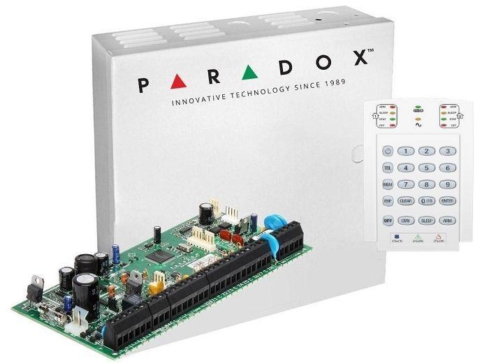Centrala Paradox SP6000+; 8 zone pe placa (16 cu dublare zona ATZ);2 PGM pe placa