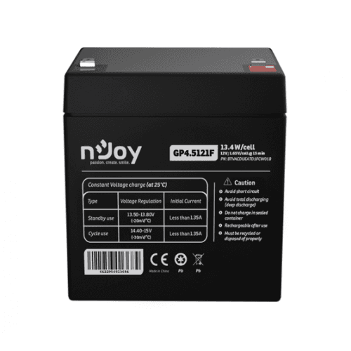 Acumulator nJoy GP4.5121F 12V Capacitate 14,95W/cell evaluat la 1.65V/cell @ 15 min, Tensiune 12V, Tip VRLA
