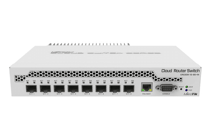 MIKROTIK ETHERNET SW 8P SFP+, CRS309-1G-8S+IN, Procesor: 98DX8208 Dual core, 800 MHz, Dimensiuni:  141 x 115 x 28 mm