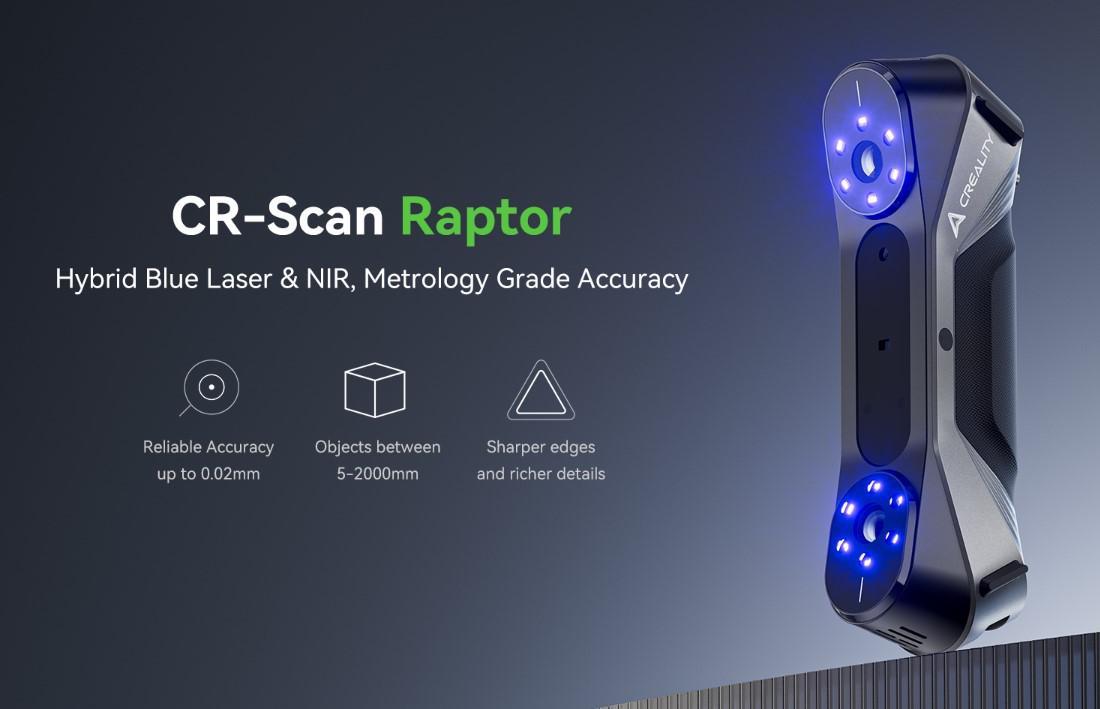 CREALITY 3D SCANNER CR-SCAN RAPTOR, mod scanare: Blue Light(Blue 7-line laser) / NIR(infrared binocular structured
