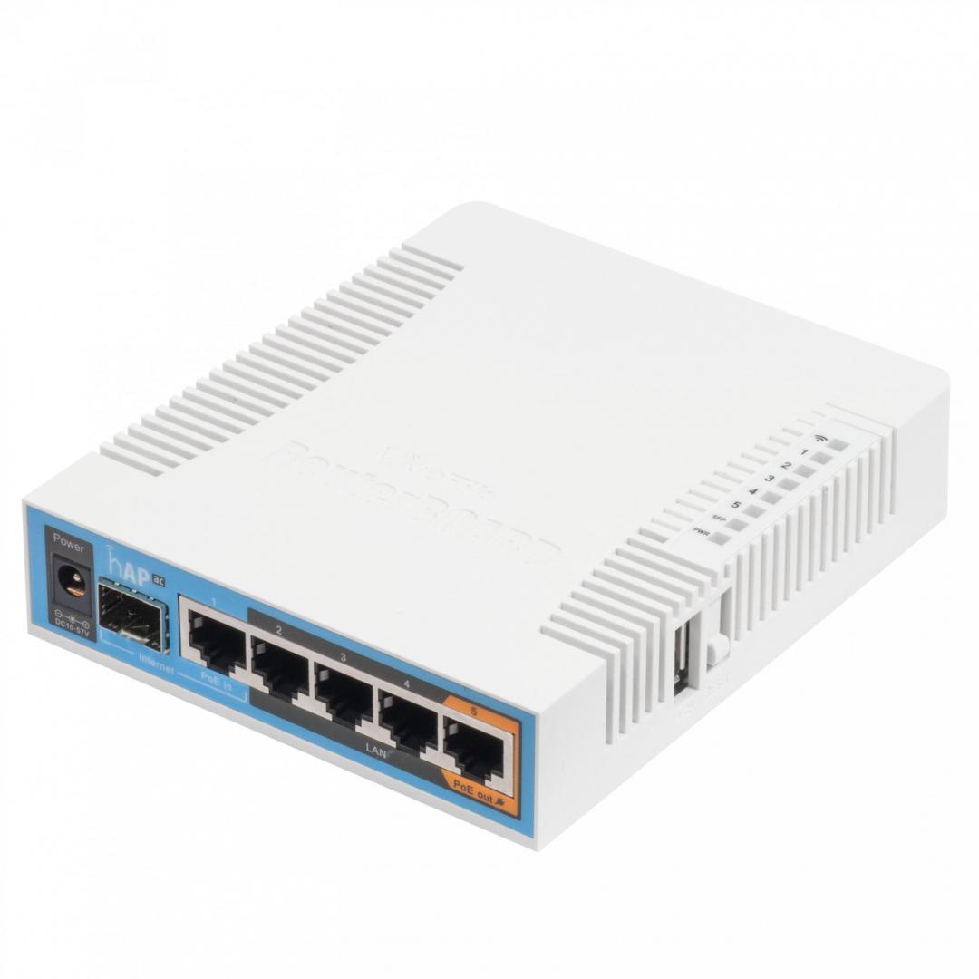 Mikrotik HAP AC office wireless device, RB962UIGS-5HACT2HNT; Dualconcurrent triple chain 2.4/5GHz AP, 802.11ac/a/n/b/g