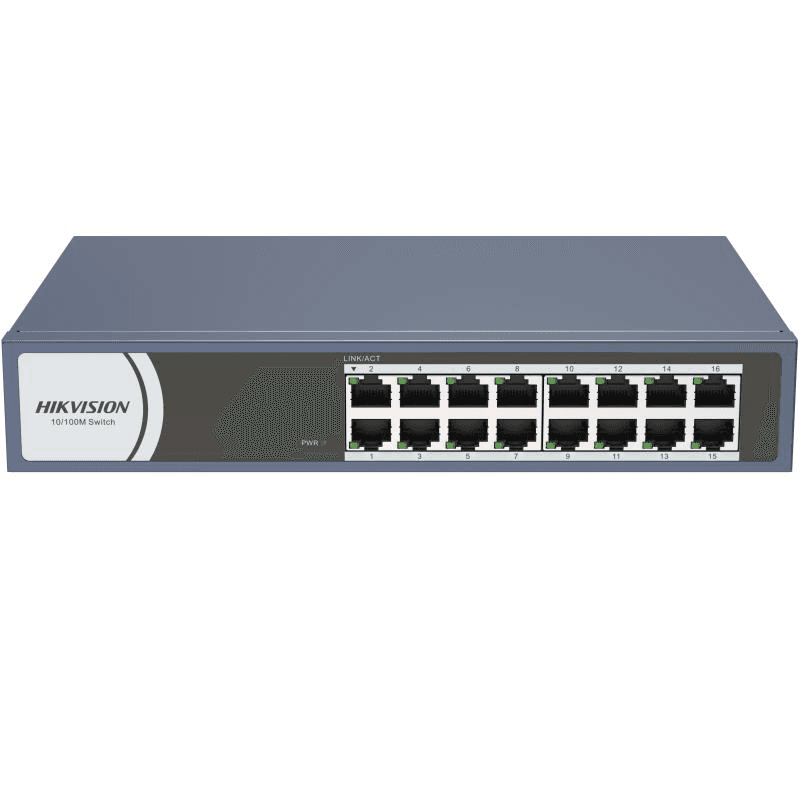 Switch Hikvision DS-3E0116R-O: 16 × 10/100 Mbps RJ45 Port,  tensiune alimentare 220 VAC, 50/60 Hz
