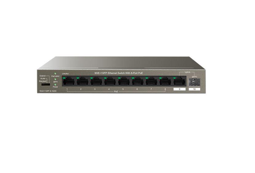 Tenda switch TEG1110PF-8-102W, 9GE+1SFP Ethernet Switch, 8-Port PoE