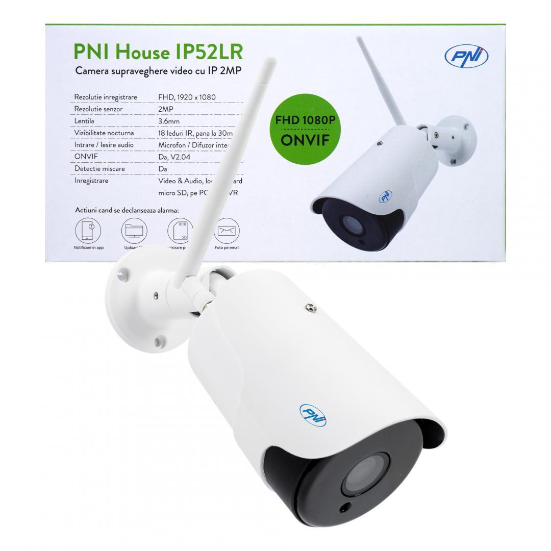 Camera supraveghere video PNI House IP52LR 2MP 1080P wireless cu IP de exterior si interior si slot microSD, mod noapte