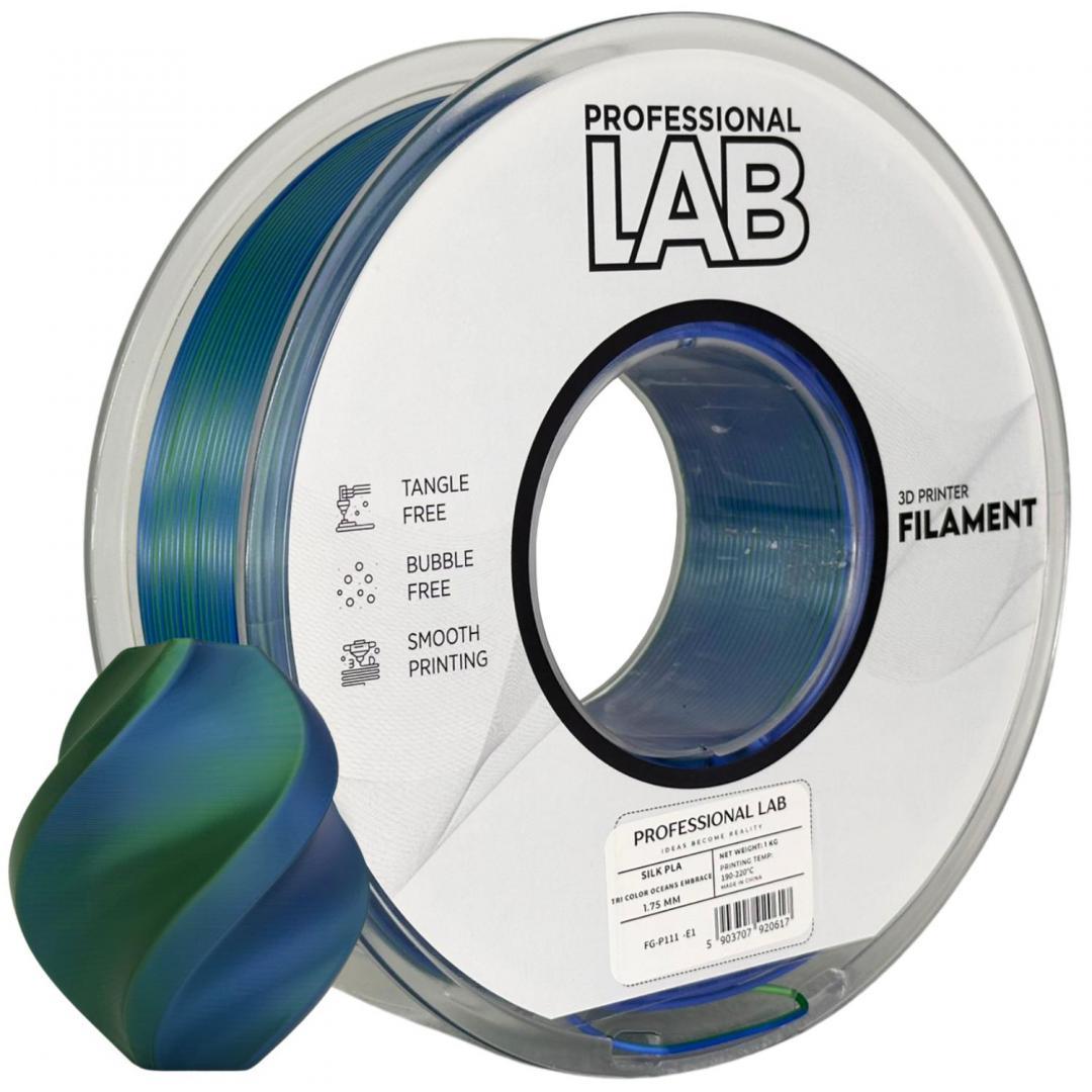 Silk PLA Tri Color Oceans Embrace | Prof. Lab, Diametru: 1.75mm, Greutate: 1kg, Temperatura duza: 200C – 230C
