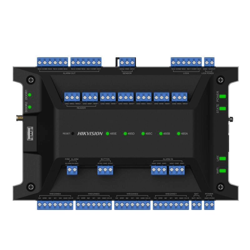 Centrala control acces Hikvision DS-K2702WX-E1(P), 10/100/1000 Mbps, Wi- Fi, interfete: 1x Network, 2x Lock Control