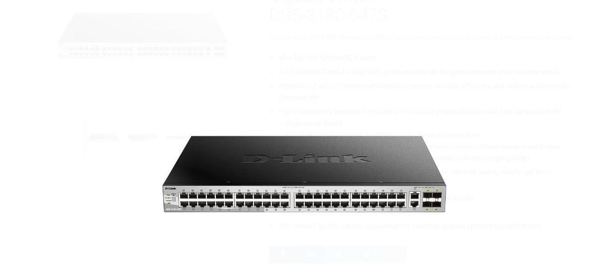 Switch D-Link DGS-3130-54TS/SI, 54-Port Gigabit SFP L3 Stackable Managed Switch, 48 x 10/100/1000BASE-T ports