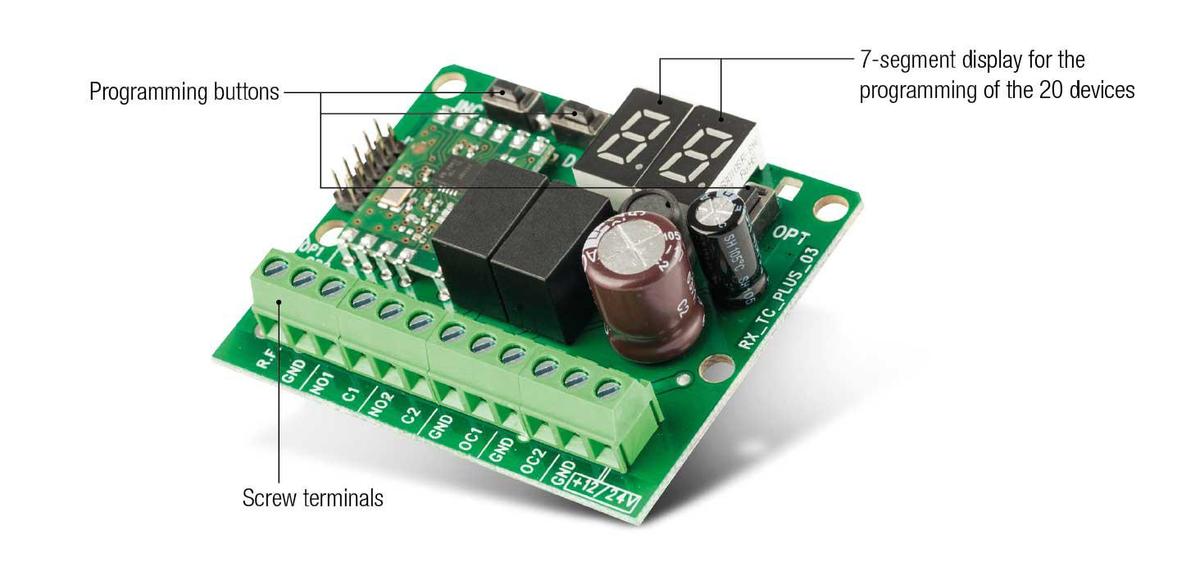 Receptor 4 canale Venitem VELA 20 CH-W, frecventa 868 Mhz, comunicare bidirectionala, 2 x relee 2 x output
