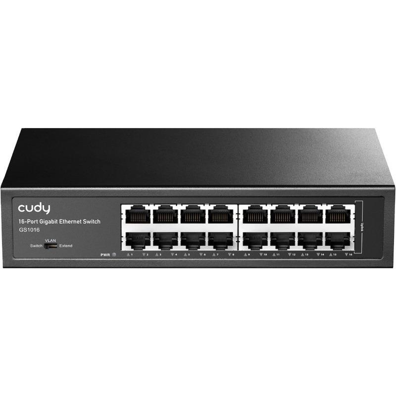CUDY 16-Port Gigabit Light Managed Switch, 16 Gigabit RJ45 Ports, Rack- mountable Steel Case(Rack-Mount kits included)