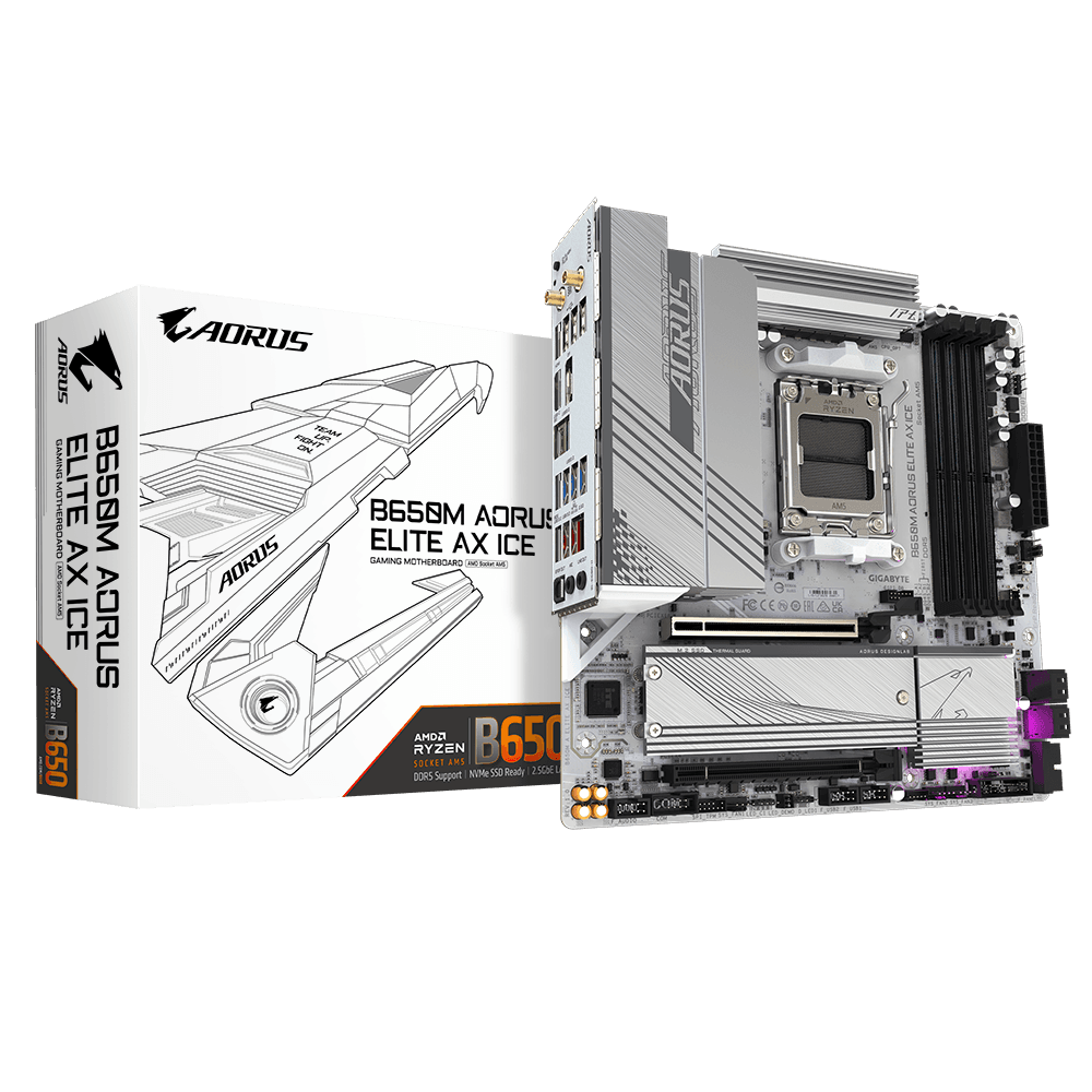 Placa de baza Gigabyte B650M AORUS ELITE AX ICE, Socket AM5, DDR5, Micro-ATX