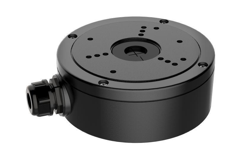 Hikvision Junction box DS-1280ZJ-S/BK ideala pentru montarea camerelor dome/bullet si protejarea cablurilor de legaturi.