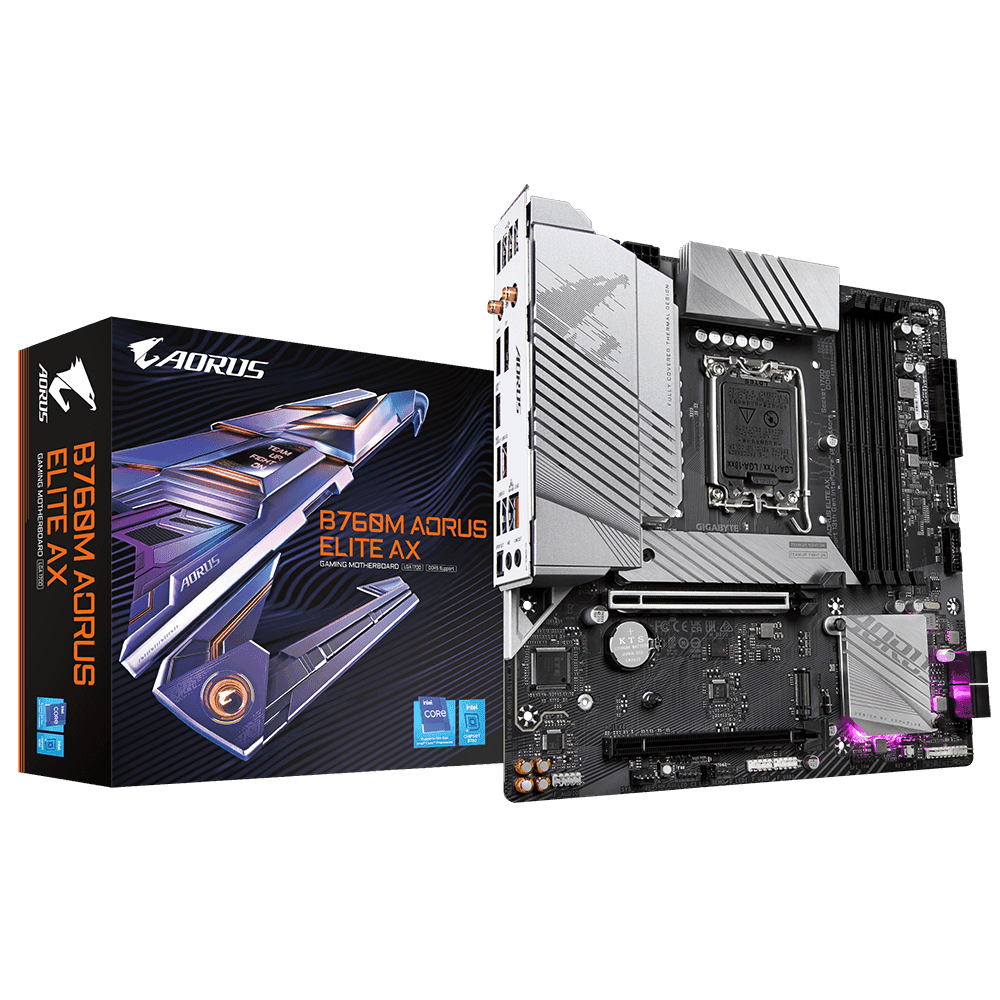 Placa de baza Gigabyte B760M AORUS ELITE AX, Socket 1700, DDR5, Micro-ATX